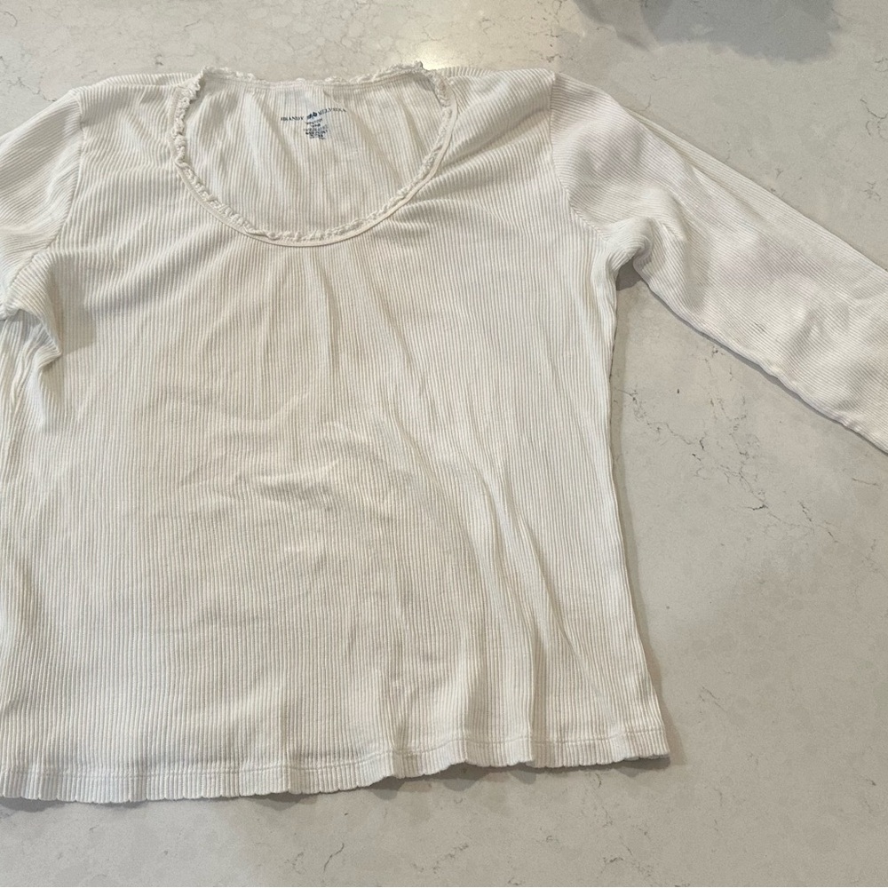 Brandy Melville long sleeve white Ribbed Top